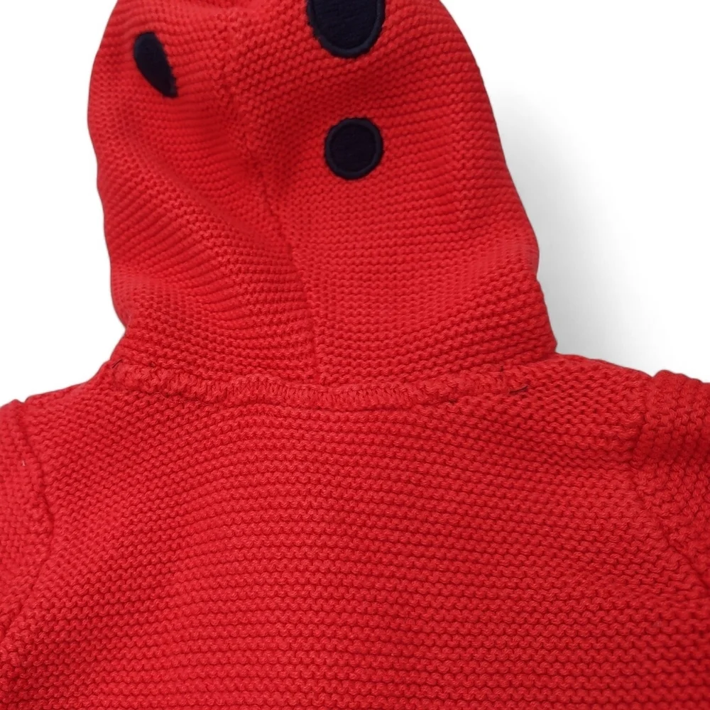 Carter's Red Baby Cardigan with Ladybug Hood (6m) and Matching Hat (3-9m)